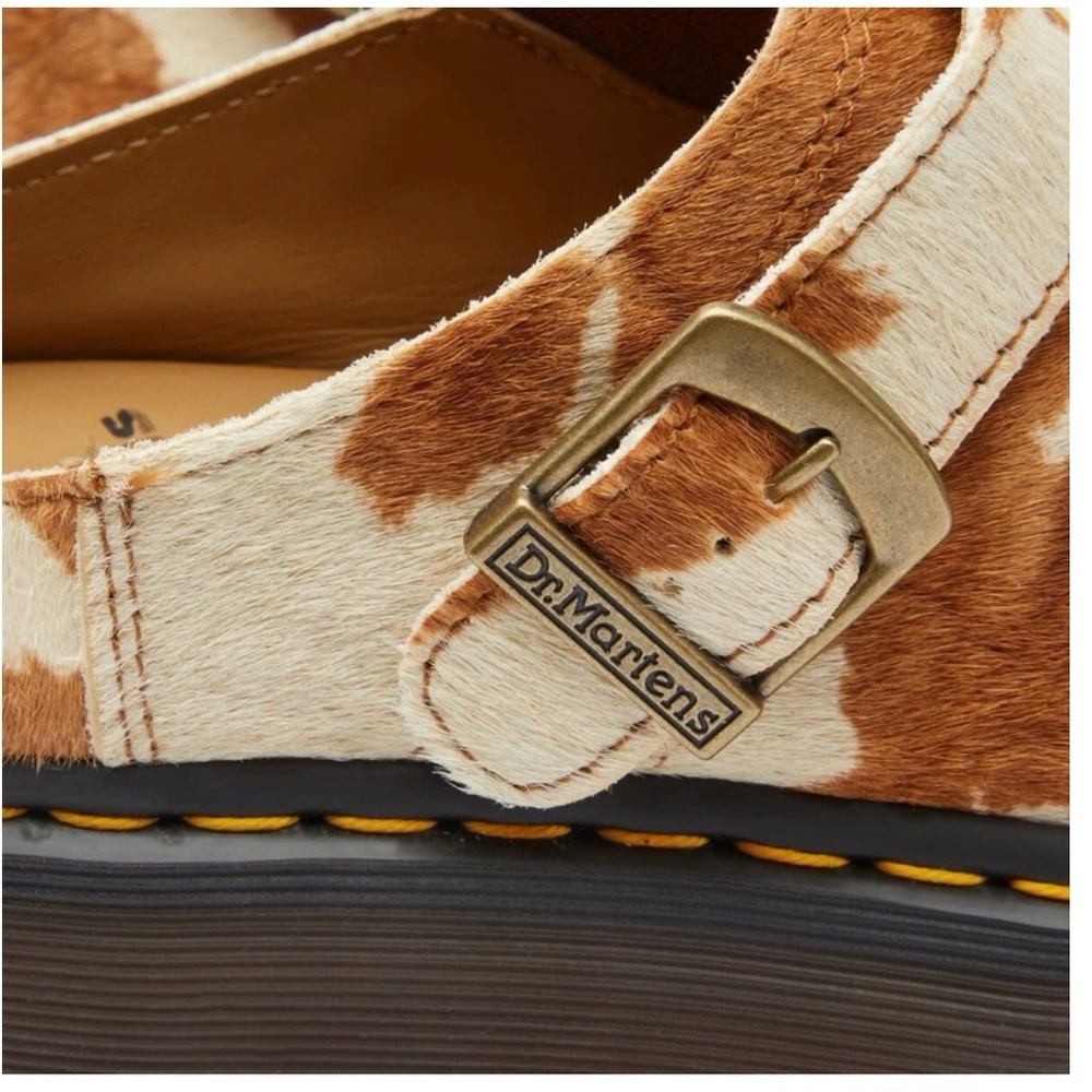 Dr. Martens Brown and White Cowhide Clogs - Picture 4 of 4